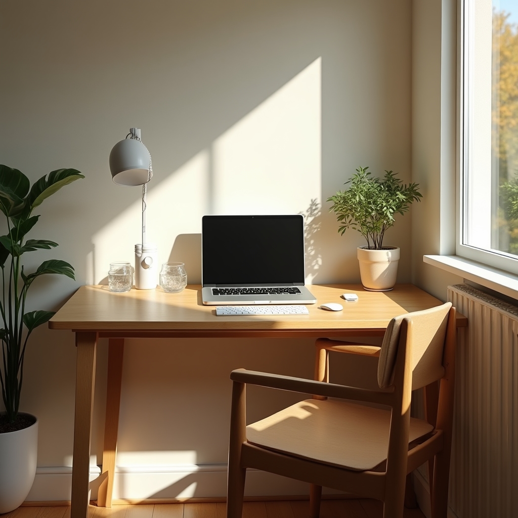 Přihlášení k online webináři na notebooku, světlé příjemné pracovní prostředí